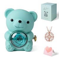blue bear+necklace+gift bag+card