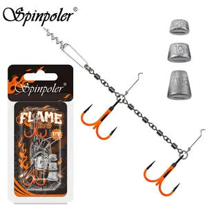 Spinpoler Multi-Depth Flame Stinger Rigs, UV Treble Hooks, Rolling Swivels, Strong Split Rings, Weights 5g-20g, Jigging Tackle