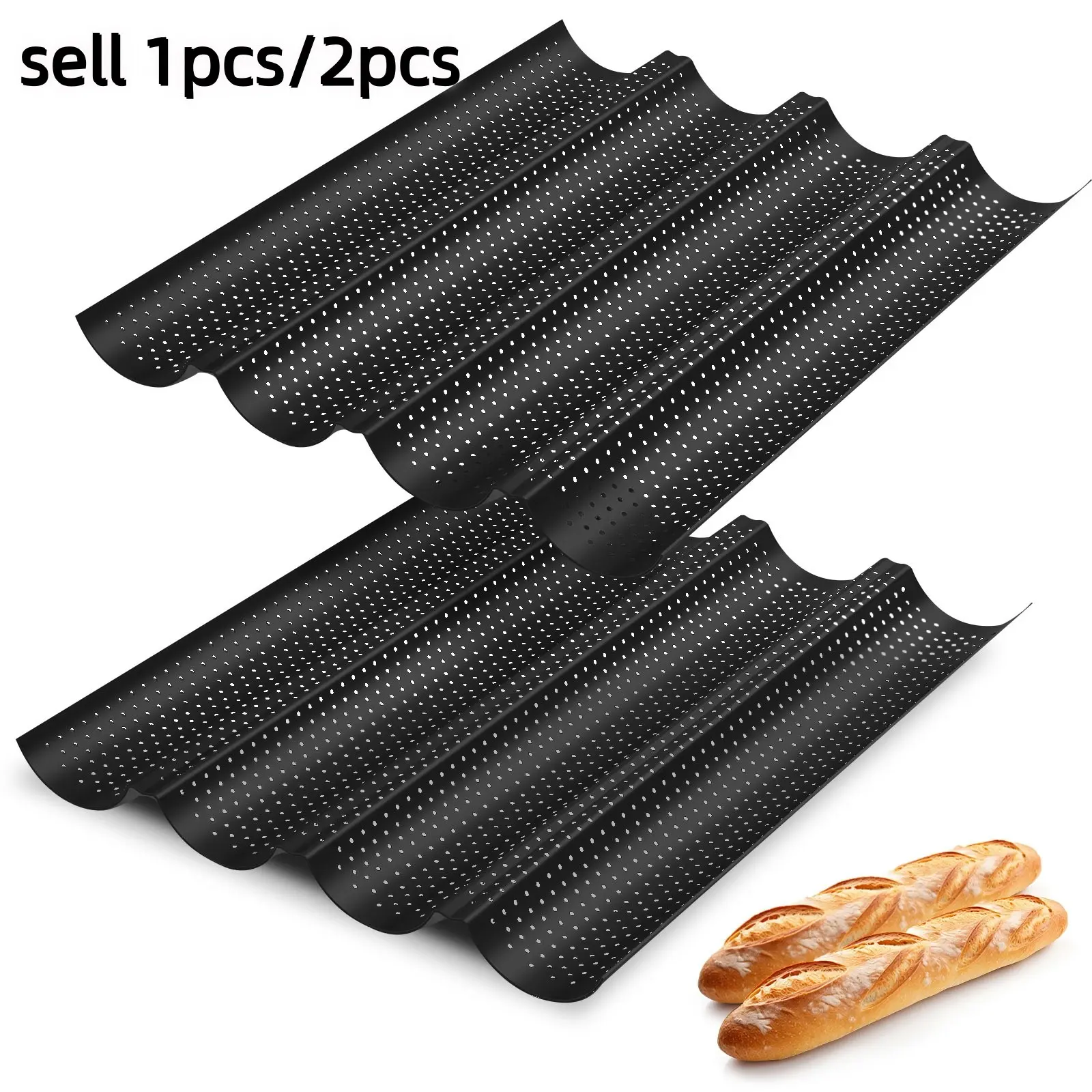 French Rectangular Non-Stick Carbon Steel Baking Pan, 38cm X 33cm Bread Tray, Hole Design for Sourdough French Bread, Ideal for Baking, Bakeware, Nonstick Baking Mold, Baking Supplies, Bakery Molds