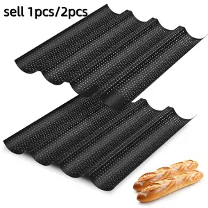 French Rectangular Non-Stick Carbon Steel Baking Pan, 38cm X 33cm Bread Tray, Hole Design for Sourdough French Bread, Ideal for Baking, Bakeware