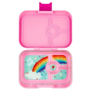 Yumbox Panino Rainbow Tray – Leakproof Bento Lunch Box with 4 Compartments for Colorful, Organized Meals, Power Pink with Rainbow Tray