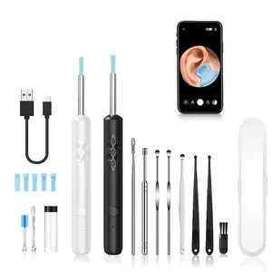 High definition smart ear spoons for daily life and home use, ear spoons with endoscopic visual ear tips, equipped with 8 different styles of ear picking tools+replaceable silicone spoons+USB charging cables Ear Cleaning Tool