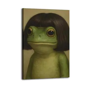 Frog Princess Artistic Wall Decor, Waterproof Canvas Poster, Cute And Vibrant Poster for Bathroom, Living Room, Bedroom, Dorm, A Perfect Gift Idea for New Year Home Decor