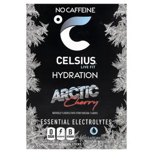 Celsius Live Fit, Hydration, Essential Electrolytes, No Caffeine, Arctic Cherry, 14 Powder Sticks, 0.26 oz (7.43 g) Each