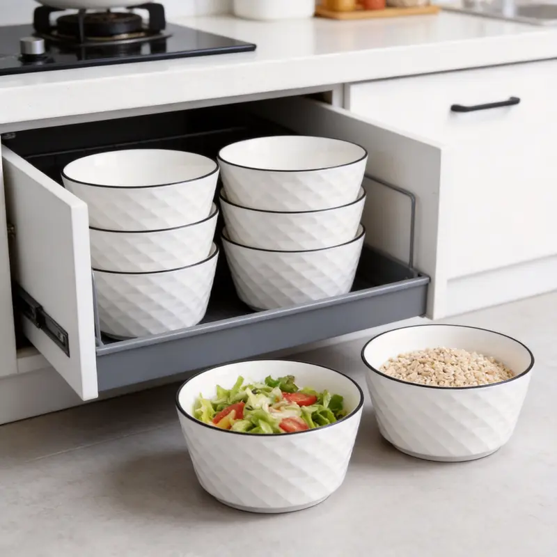 12-Piece Modern Round Ceramic Dining Set - 6 Dinner Plates, 6 Cereal Bowls, Heat-Resistant Striped Reusable Dishes, Dishwasher Safe, Adult Kitchen Tableware, Modern Kitchenware Set, Housewarming Gift for 11+ People