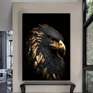 funny gift under 20 dollar gift， Canvas Art - Elegant Golden-Headed Eagle Wall Decor, Modern Animal Poster for Living Room & Bedroom, Statement Wall Piece|Elegant Eagle Painting|Detailed Feather Design,