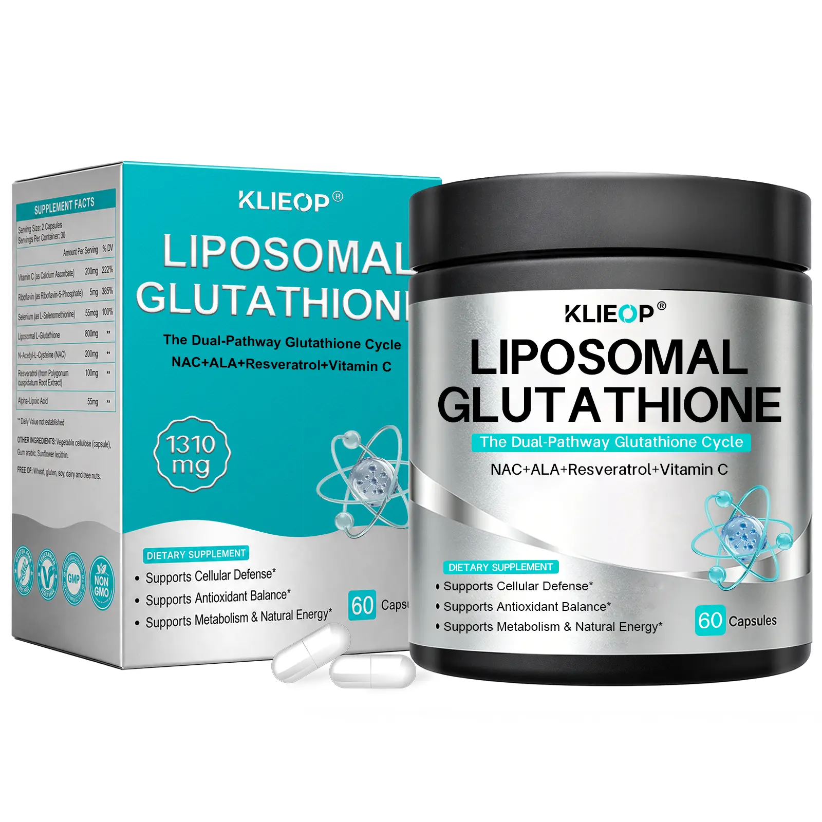 Liposomal Glutathione Supplement, NAC Vitamin C Selenium Resveratrol Alpha Lipoic Acid Riboflavin, Antioxidant Balance & Cellular Health – Vitamin Dietary Supplement Fitness Healthcare