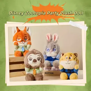 Disney Zootopia Cozy Party Plush Doll,Sitting Companion Plush Toy, 10" Judy Hopps & Nick Wilde Soft Huggable Doll,Fluffy Comfort Plush for Kids & Collectors,Official Disney Gift for Cuddle & Display,Holiday Gift Birthday Gift