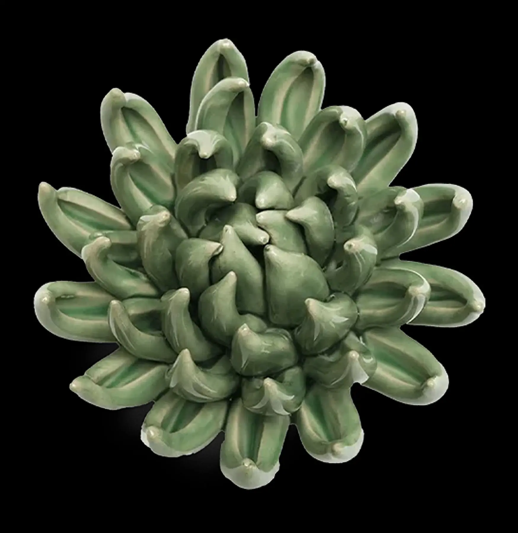 Green Succulent Ceramic Flower