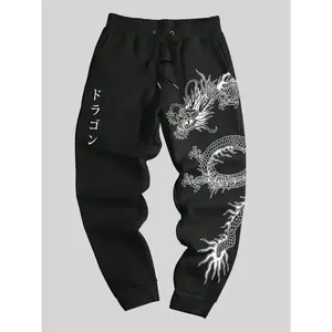 Men's Dragon / Floral / Cartoon Print Graphic Drawstring Waist Jogger Pants, Casual Regular Fit Pocket Sweatpants for Daily Wear, Work Pants Men, Men's Trousers for All Seasons, Pants for Men, Mens Pants, Streetwear Joggers, Casual Comfy Jogger