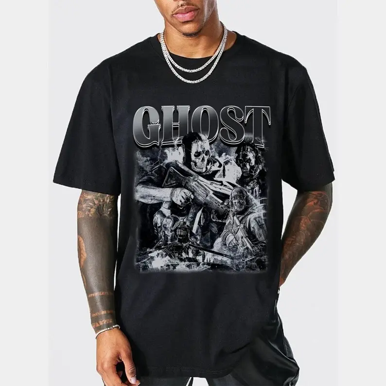 Simon Ghost Riley COD 90s Vintage T-Shirt - Menswear Tops Graphic Short Sleeve Cute Fitted Underwear Tshirt