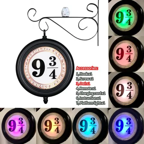 Platform 9 ¾ Wall Lamp with Owl Decor, Remote Control, Double-Sided Illuminated, Rechargeable Hanging Night Light - Perfect for Home Lighting