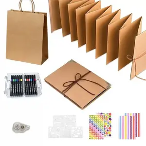 DIY Scrapbook Photo Album Kit with Pens Tapes and Stickers16 Pages Hardcover 8.5x11 Inches,Paper Scrapbooking Gift for Lover Friends Kids Wedding Valentine's White,Wedding and Anniversary Family
