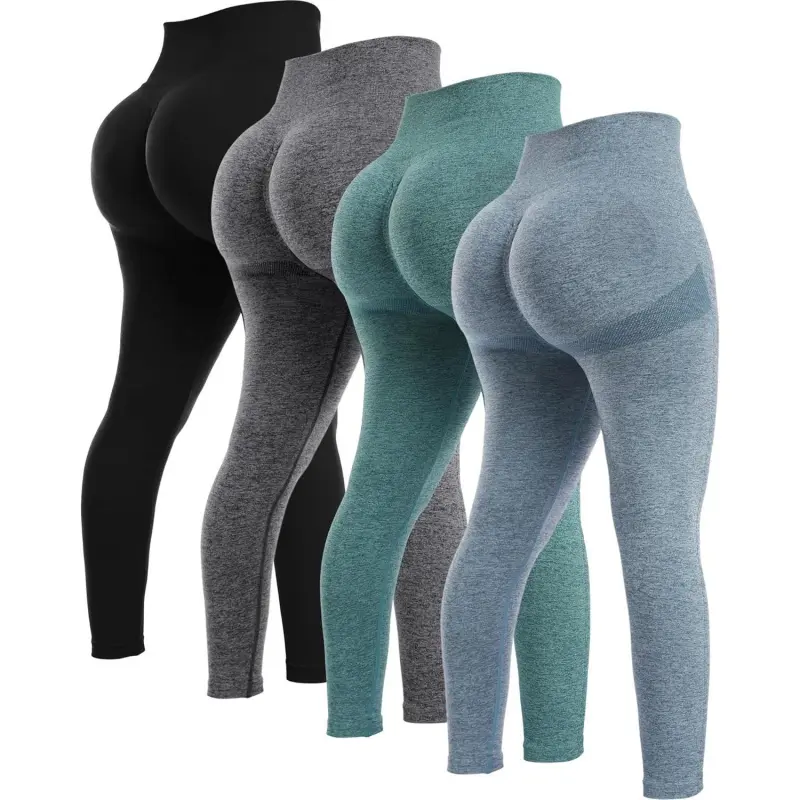 4 Piece Butt Lifting Workout Leggings for Women, Seamless Gym Scrunch Booty Lifting Sets