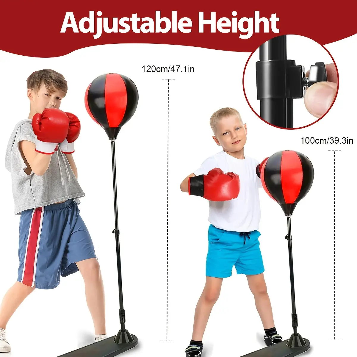 Christmas Gifts Boxing Machine Adjustable Height Punching Bag Toys, Free Boxing Gloves And Pump, Burliness Soft And