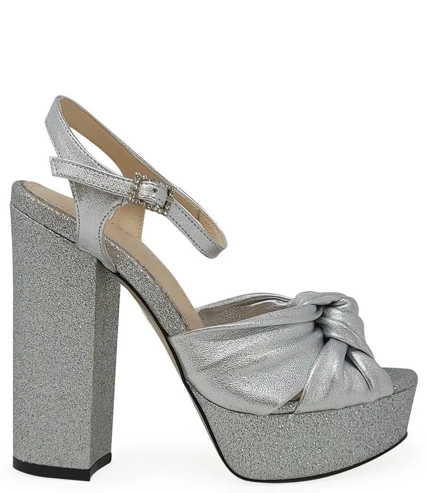 Madison Maison Marilu Silver Glitter Platform Heel