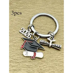 Graduation Keychains Set of 3, Class Grad Cap & Diploma Charm Keys, Commemorative Gift for 2026 Graduates, Perfect Keepsake