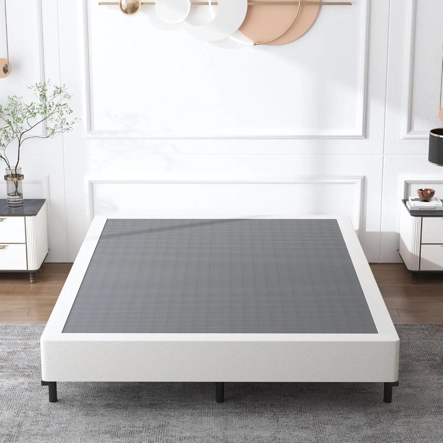 Queen Heavy Duty Box Spring Foundation, Sturdy Queen Box Springs for Bed with Fabric Cover Set, Easy Assembly, Noise Free