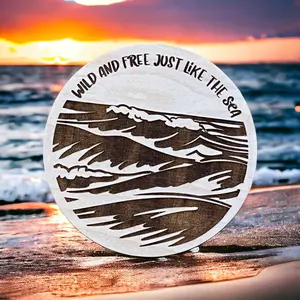 Wild & Free Ocean Magnet – Coastal Nautical Wood Decor
