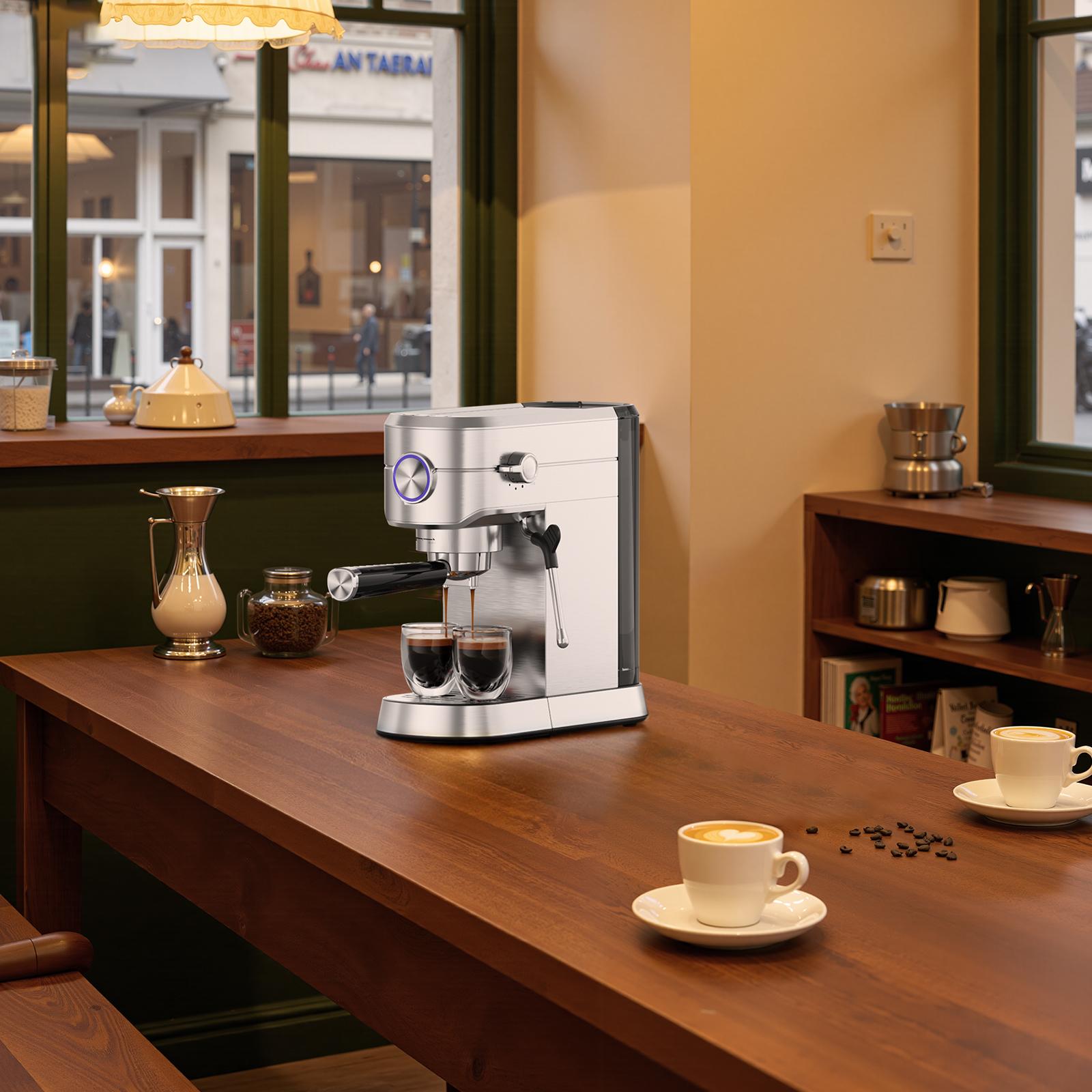 COWSAR 20 Bar Espresso Machine, Professional Espresso Maker with Milk Frother Steam Wand, Compact Stainless Steel Coffee Machine with 40.5oz Removable Water Tank for Cappuccino, Latte