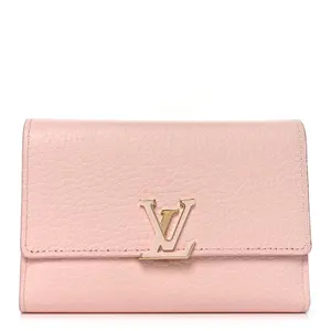 Pre-owned Louis Vuitton Leather Clutches & Wristlets Taurillon Capucines Compact Wallet Magnolia 4000024598305