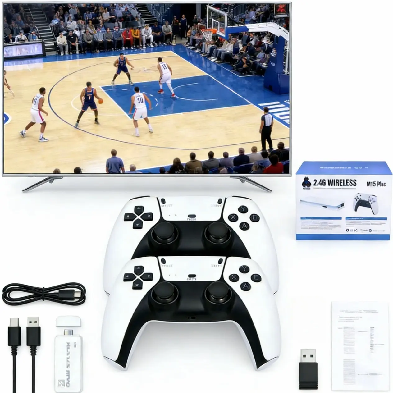Vintage Game Console with over 2000 Games, 19 Emulators, 2 Wireless Controllers, 4K Output, 64GB SD Card, Portable Gaming System, Game Night Gadget