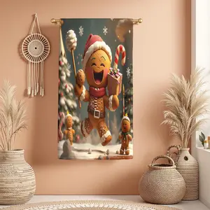 Christmas Gingerbread Man Bath Towel Set, Multiple Sizes Soft Absorbent Quick-Dry Polyester Fabric, Unique Home Kitchen Decor