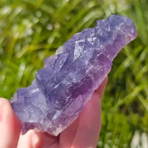 Cubic Blue Fluorite on Purple Fluorite