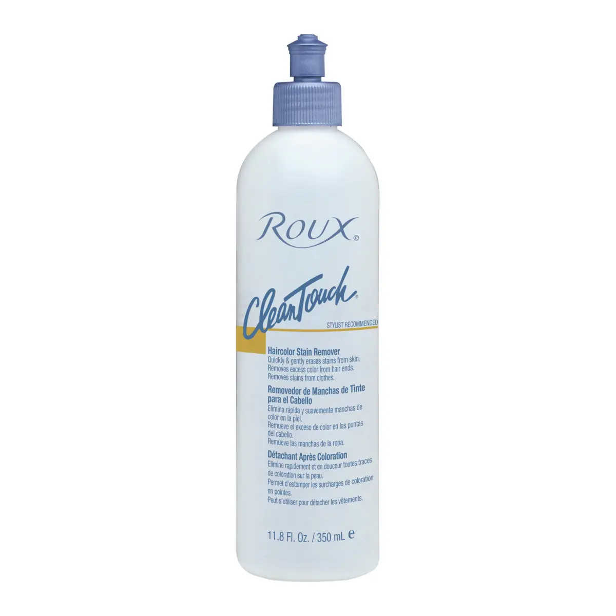 Roux Clean Touch Hair Color Stain Remover - Fast-Acting Liquid with EDTA & Ammonium Hydroxide for Skin, Hair Ends & Clothes Removal, 11.8 oz Haircare Solution, Hair Color Removers