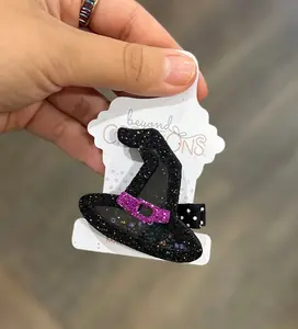 Witches Hat Black Glitter Shaker Clip