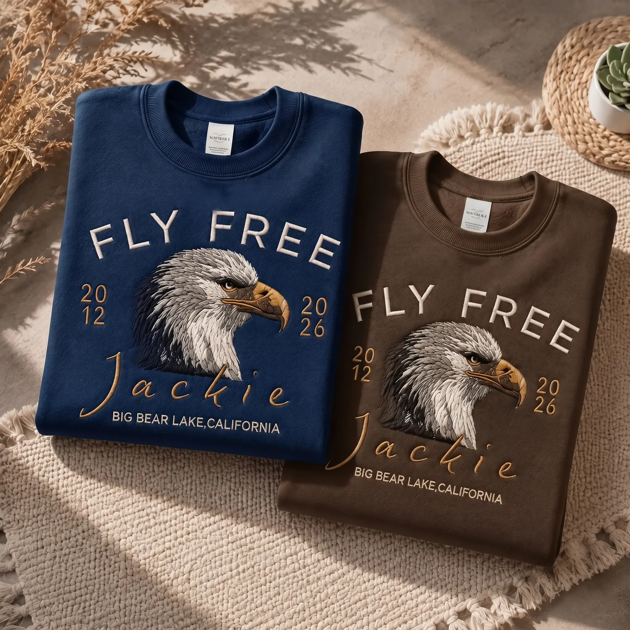Fly Free Jackie Embroidered Shirt, Big Bear Eagle Memorial Sweatshirt, Bald Eagle Tribute Embroidered Tee, Wildlife Eagle Gift