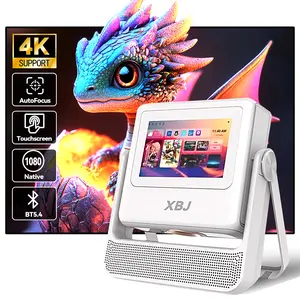 XBJ-A5PRO touchscreen portable projector with smart 5G Wi-Fi and Bluetooth 5.4, 800 ANSI Autofocus, 180-degree horizontal flip, speakers, and 4K 1080P decoding, perfect for home, bedroom, or outdoor conferences. tiktokshopspringglowup