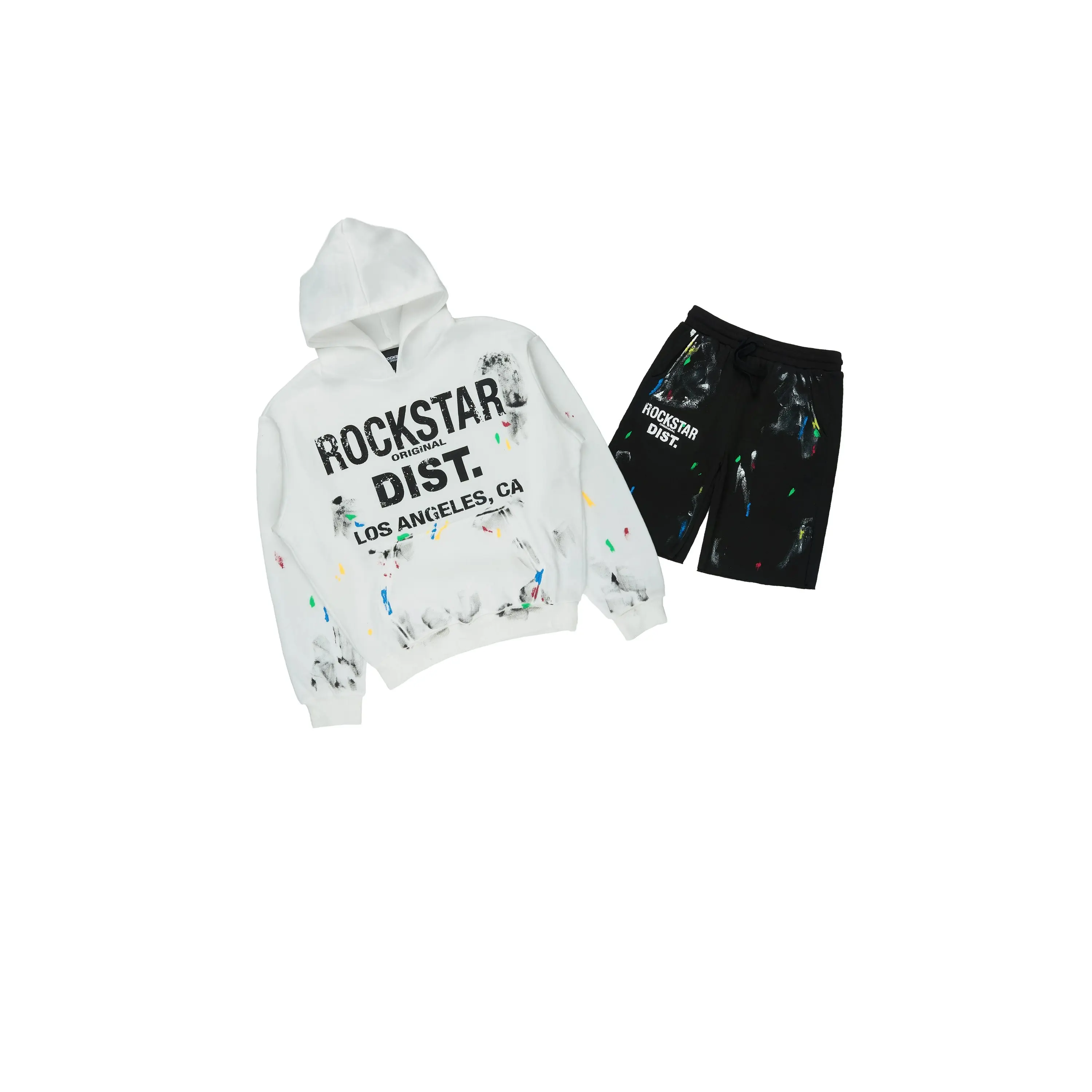 Boys Cottie White/Black Hoodie Short Set