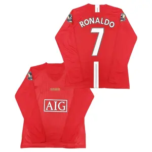 2007 2008 Home Retro Red No.7 Long Sleeved Soccer Jersey