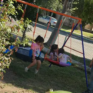 VEVOR Swing Sets for Backyard, 600lbs Load Capacity Swing Set, with 1 Saucer Swing Seat, 2 Belt Swing Seats, Heavy Duty A-Frame Metal Swing Stand and Adjustable Rope, Swingset Outdoor for Kids