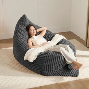 3-in-1 Giant Bean Bag Chair for Adults & Kids, Convertible Floor Sofa to Mattress, Memory Foam Bean Bag Chair with Washable Cover, Multifunctional Lounge Couch for Bedroom, Living Room (Dark Grey)