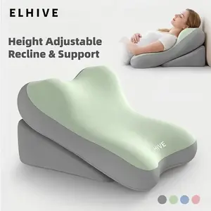 2-Piece Adjustable Bed Wedge Pillow Set, Memory Foam Back Support Cushion for Sitting Up in Bed, Care Pillow & Turning Device. Comfortable Reading Pillow for Back & Neck, Multi-Functional Waist Pad for Gaming & Relaxing, Non-Slip Elevation Cushion.