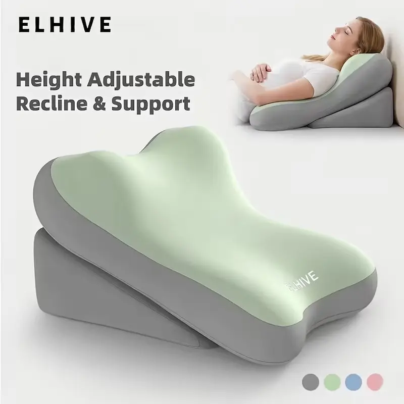 2-Piece Bed Pillow Set, Bed Backrest Cushion, Bed Back Rests For Sitting Up In Bed, Memory Foam Back Support Cushion, Reading Pillow for Back & Neck, Waist Pad for Gaming & Relaxing, Non-Slip Elevation Cushion
