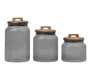 10 Strawberry Street Acacia Set of 3 GraduatedGlass Canisters 10 Strawberry Street Acacia Set of 3 GraduatedGlass Canisters