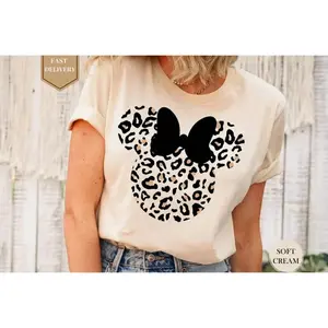 Leopard Print #Minnie Shirt, Cute Mom Shirt, Leopard Minnie Ear, Leopard Women Shirt, Disneyland Family Vacation Trip,, Full Size, Full Colors