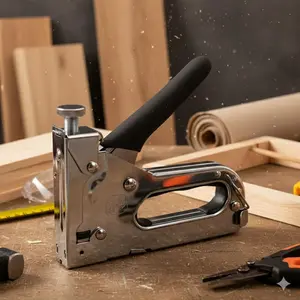 3-in-1 Manual Pneumatic Nail Gun: Cordless Stapler for U-Shaped, Straight & Brad Nails. Anti-Jam Design & Alloy Firing Pin for Wood, Leather & Upholstery Projects. Triple Magazine Switch for Drywall & Hardwood (10-15mm Penetration).
