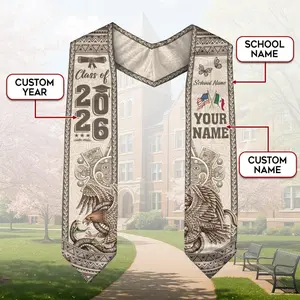 Graduation Sash, Mexican Flag Grad Sash 2026, Mexican Aztec Stole, Mexico Graduate Stole, Graduation Class Of 2026, Gift for Senior