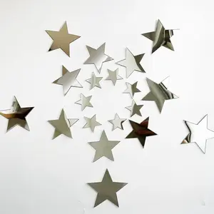 40Pcs Silver Star Acrylic Mirror Wall Stickers – Removable DIY Home Decor Decals for Kids Bedroom, Nursery & Living Room
