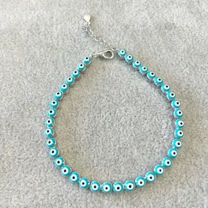 Sterling Silver 925 7” Blue Evil Eye Bracelet