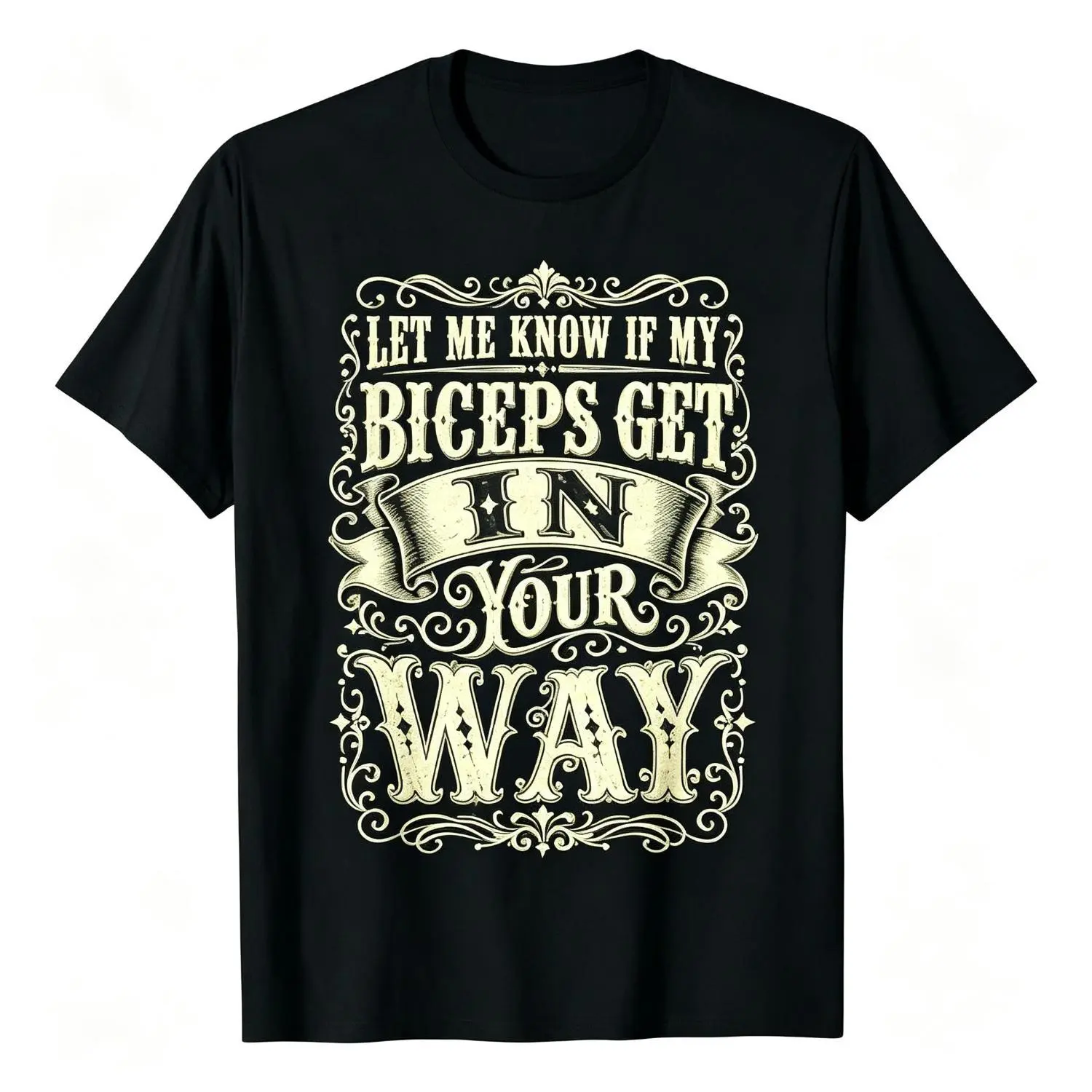 Let Me Know If My Biceps Get In Your Way Vintage Gym Fitness T Shirt Funny Workout Tee Muscle Humor Retro Bodybuilding Training Top