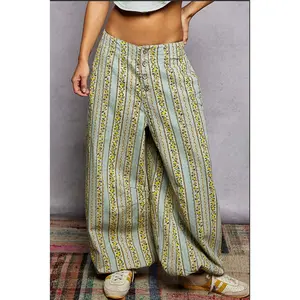 Ella Lemon Stripe Denim Pants