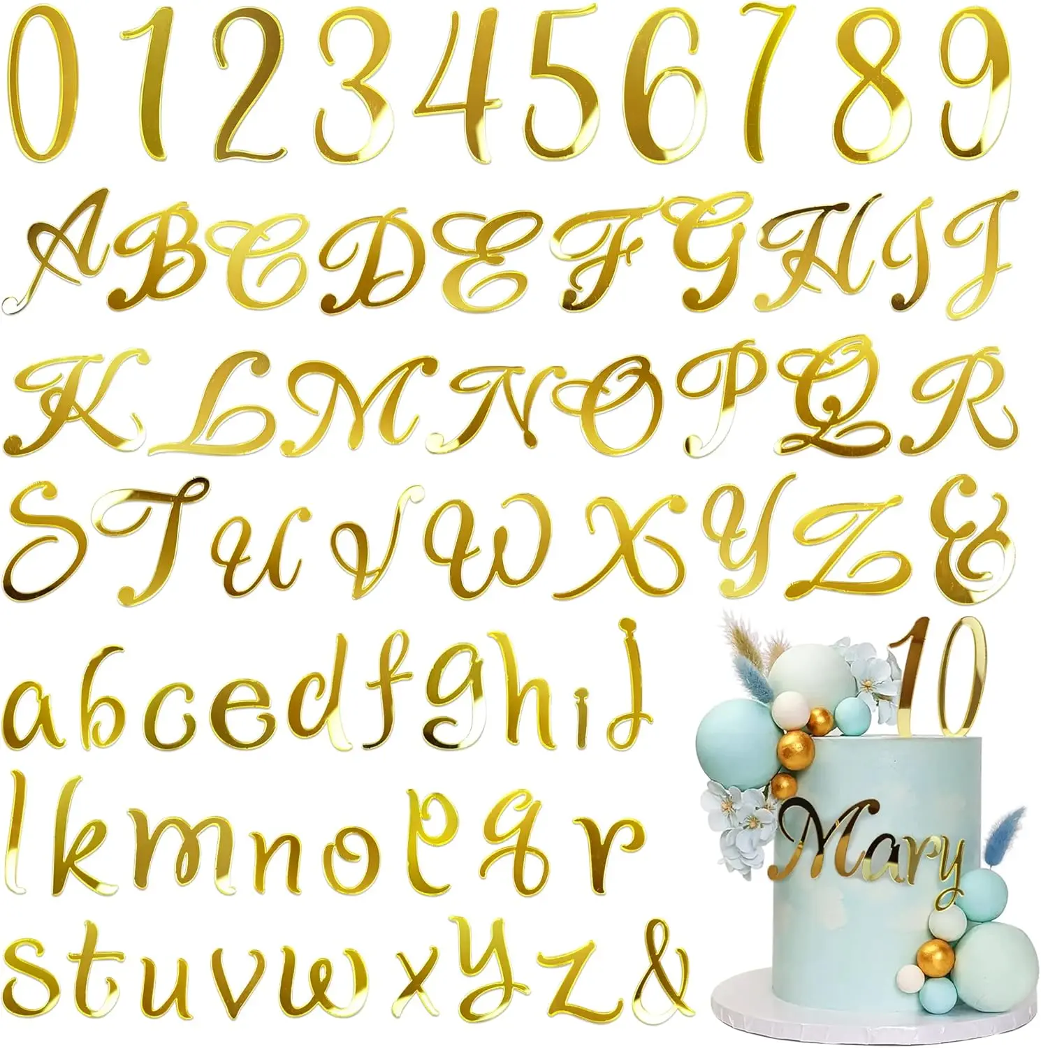91 PCS Acrylic Alphanumeric Cake Decoration DIY Cupcake Decoration A-Z