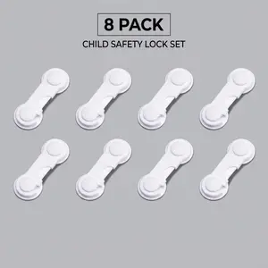 8 Pcs Child Safety Locks – Baby proof cabinet and drawer locks for doors, fridge and cupboards. Multi-purpose adhesive safety latches to protect kids at home.