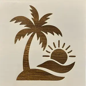 Palm Tree and Sun Reusable Painting Stencil for Crafting Festive Design Easy Application Versatile Use