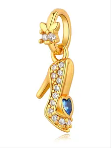 Elegant Copper Plated Silver Color High Heel Charm, Crystal Shoe Pendant with Zirconia, Perfect Gift for Loved Ones, All-Season Accessory